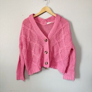 Pink Cable Knit Women's Sweater